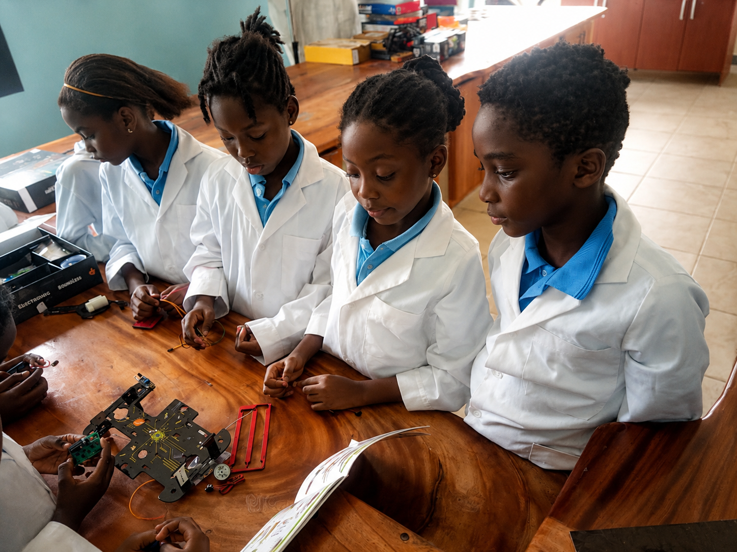 Children doing science experiments in classroom